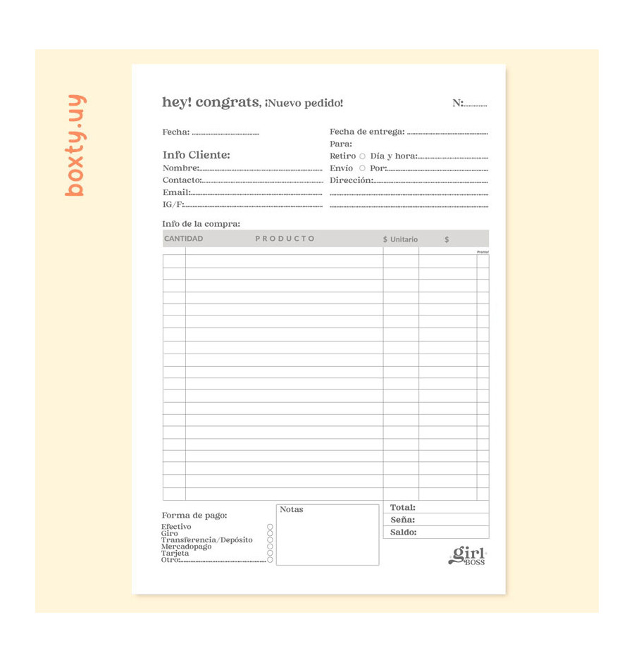 Hoja pedidos Hoja pedidos